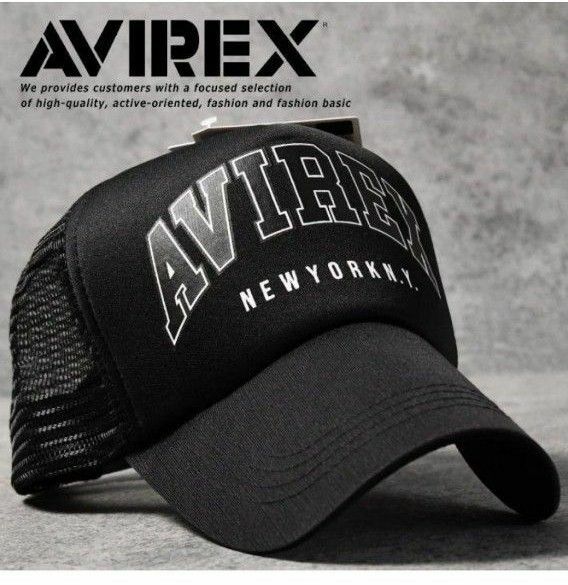 【新品】7,800円 AVIREX アヴィレックス 大型フロントブランドロゴ メッシュキャップ ブラック