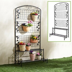  flower stand outdoors 2 step steel metal stylish gardening pot stand stand for flower vase gardening stand rack fence attaching 