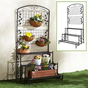  flower stand 3 step steel Northern Europe stylish .. plant ivy garden gardening supplies .. fence hanging basket planter 