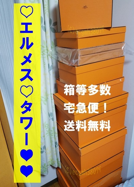 超希少★ エルメス タワー 空箱 オレンジボックス ＋ 保存袋 他 インスタ映え バッグ 財布 クリスマス 誕生日 プレゼント ユーチューバー