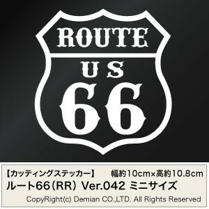 【3枚組 カッティングステッカー アメリカ ルート66 Ver.042（RR）ミニサイズ 幅約10cm×高約10.8cm】