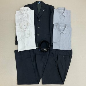 US931 (中古) 群馬県 私立 常磐高校 男子学生服 8点セット /校章付き/指定品/LL/W82/ブレザー/シャツ/ズボン/ベルト/COMMECA/夏冬/制服/