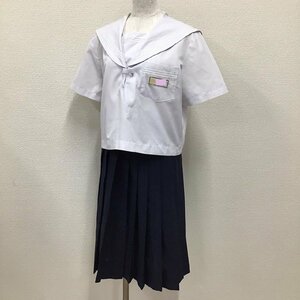 O299 (中古) 兵庫県 氷丘中学校(旧制服) セーラー服 上下セット /12/W66-72/白3本/しもかわ/夏服/夏用/半袖/制服/学生服/高校/女子学生