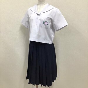 O304 (中古) 兵庫県 平岡中学校 (旧制服) セーラー服 上下セット /11/W63/白3本/しもかわ/半袖/夏服/制服/中学校/高校/女子学生/学生服