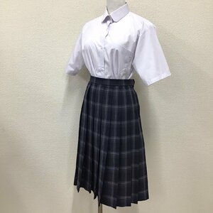 O17/(中古)広島県 広島市立 安佐南中学校学校 女子制服2点 /160/W60-64/丈62/18本/半袖ブラウス/夏スカート/KANKO/チェック柄/学生服