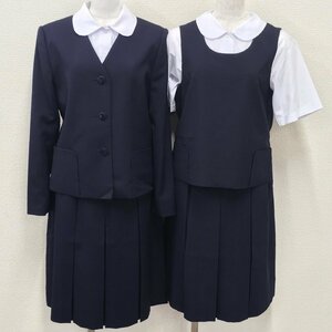 A67/(中古)福島県 郡山市小原田中学校 女子制服6点 /11/M/L/W72/イートンブレザー/夏ベスト/冬夏スカート/MIRAIZ/NIKKE/紺/学生服/卒業生品