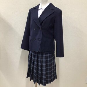 O38/T799(中古)校名不明 女子制服3点 /L/W66/ブレザー/ブラウス/冬スカート/紺色/チェック柄/Sunbird/San Remoa/冬用/女子学生/学生服