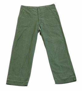 60's 米軍 us army trousers ベイカーパンツ ファティーグパンツ OG-107 コットンサテン サイドアジャスター 実寸W90 L81 [ta-0857]