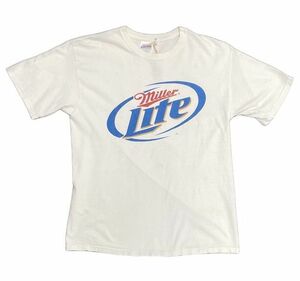 00's ニカラグア製 Hanes ヘインズ HEAVYWEIGHT Tシャツ ミラービール miller Lite ロゴ ホワイト M [l-0774]