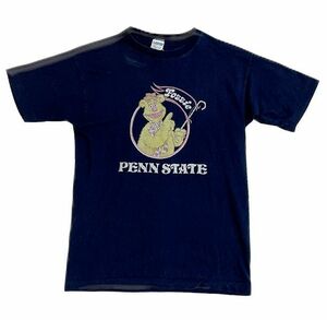 70’s 米国製 MADE IN USA バータグ チャンピオン Champion Tシャツ セサミストリート フォジーベア PENN STATE ネイビー M [l-0784]