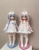 BJDドール用ウィッグ 8-9インチ MDD/kumako/DDサイズ通用 1/3 全2色 双子 球体関節人形 doll_画像3