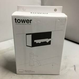 ●未使用 tower タワー 洗面戸棚ペーパーボックス ホルダー ホワイト 05010 WR-TW G WH　【23/0921/01