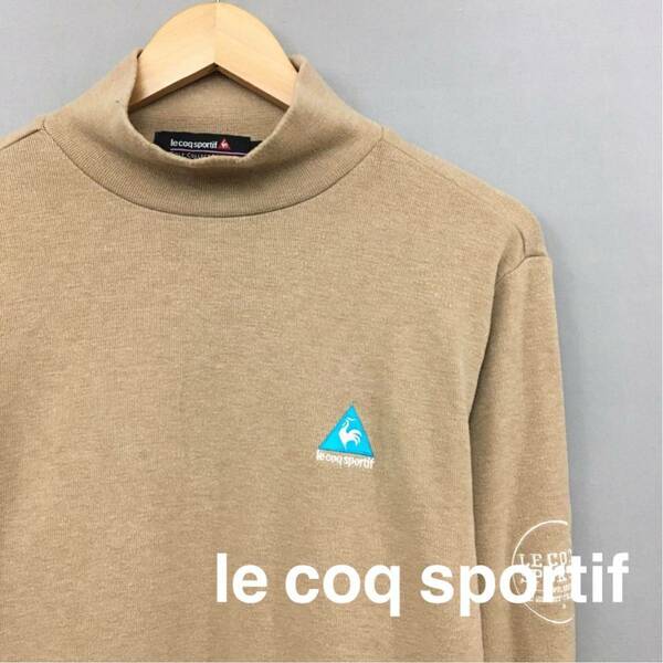 ルコック le coq sportif 長袖 ハイネック ロンT ゴルフウェア デサント DESCENTE トップス ベージュ メンズ 男性用 Mサイズ ∬△