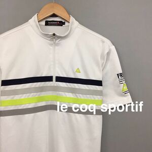 ルコック le coq sportif ゴルフ ハーフジップ ウェア デサント ホワイト メンズ Mサイズ ♭▼