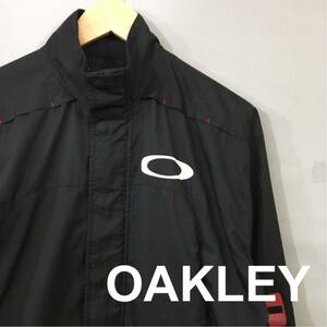  Oacley OAKELY Golf GOLF big Logo window jacket long sleeve pocket polyester 100% men's black black size unknown £^