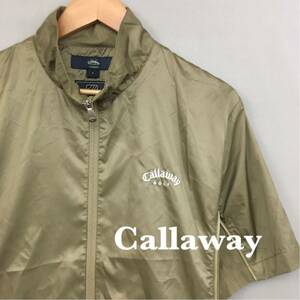 [ beautiful goods * superior article ] Callaway Callaway Golf GOLF Wind jacket short sleeves tops mesh double Zip khaki men's L size $v