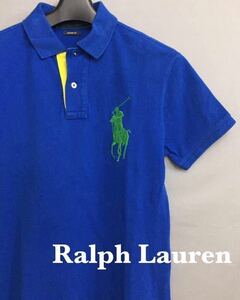  Polo Ralph Lauren PoloRalphLauren рубашка-поло короткий рукав олень. . большой Logo вышивка зеленый мужской XS размер custom Fit ~*