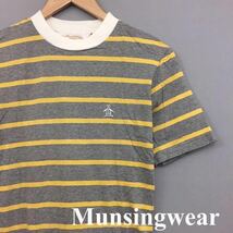 マンシングウェア Munsingwear グランドスラム 半袖 Tシャツ ゴルフ デサント DESCENTE ボーダー グレー×イエロー メンズ Sサイズ ～▽_画像1