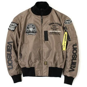 バンソン Mサイズ VS23108W MA-1ジャケット ベージュ/ブラック M VANSON MA-1 JACKET (2023-24秋冬モデル)