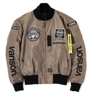 バンソン Lサイズ VS23109W MA-1ジャケット ベージュ/ブラック L VANSON MA-1 JACKET (2023-24秋冬モデル)