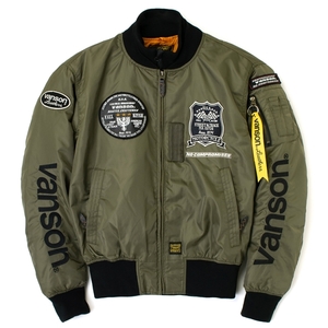 バンソン Lサイズ VS23109W MA-1ジャケット カーキ/ブラック L VANSON MA-1 JACKET (2023-24秋冬モデル)