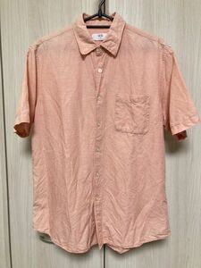 リネンシャツ　Mサイズ　サーモンピンク