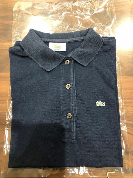 レディース　ラコステLACOSTE 黒半袖ポロシャツ　[えび-2]