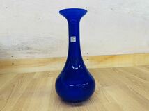 色ガラス 花瓶 花器 花生 花入れ ブルー 藍 青_画像2