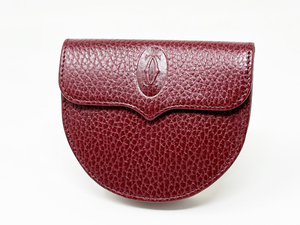  Cartier Must line coin case change purse . purse car f leather bordeaux Vintage men's Cartier unused goods 