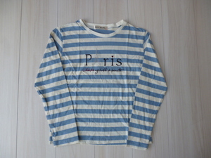 【ポンポネット】青ボーダー長袖Tシャツ　PARIS★150cm★