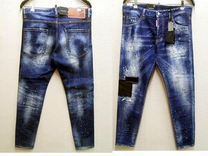 ◇即決[48]未使用品 DSQUARED2 21AW SKINNY DAN JEAN 牛革 レザー パッチワーク S71LB0996 スキニー スリム デニム パンツ■5374