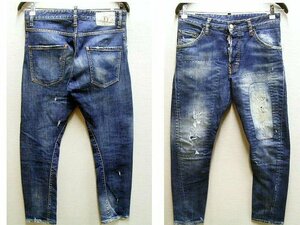 即決[44]DSQUARED2 14AW CLASSIC KENNY TWIST JEAN S71LA0831 パッチワーク ストレッチ ケニーツイスト スリム デニム パンツ■5470