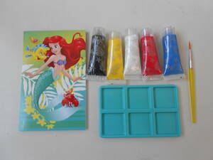  Disney * Ariel. watercolor paint 5 color * memory size drawing paper * writing brush . tray *