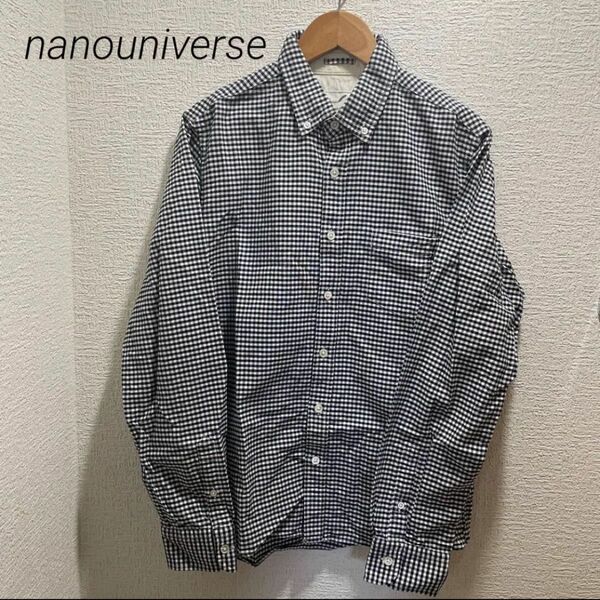nanouniverse メンズ　ギンガムチェックシャツ　L ナノユニバース ボタンダウン 長袖 チェック柄 