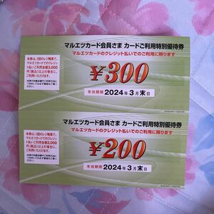 マルエツカード会員様限定　優待券　500円分