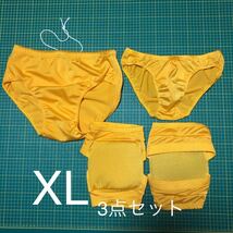 XLひまわり色プロレス3点セット ショートタイツ、アンダーパンツ、ニーパット　XLサイズ3点セット プロレス試合用3点セット 水着_画像1