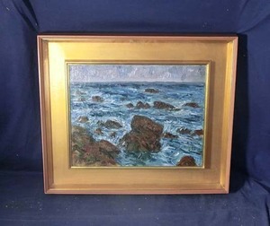 Art hand Auction 492437 梶田荣一海(犬吠崎)(F6)艺术家的油画, 来自广岛县, 兴风会成员, 绘画, 油画, 自然, 山水画