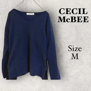 22a499 セシルマクビーcecil macbee レディース　ネイビーニット