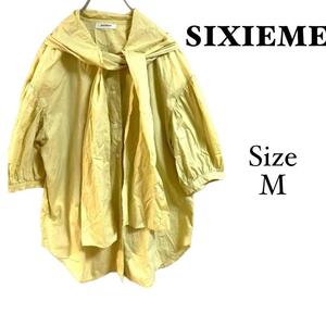 24a537 SIXIEME レディース　半袖ブラウス　黄色　イェロウ　綿100