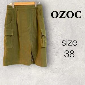 24a544 ozoc オゾック　膝丈スカート　カーキ　スウェード素材