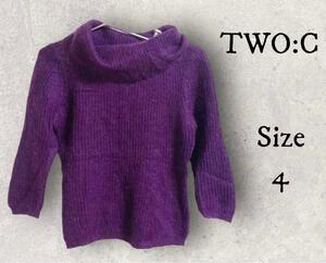 4a95 TWO:C 紫セーター　ハイネックニット