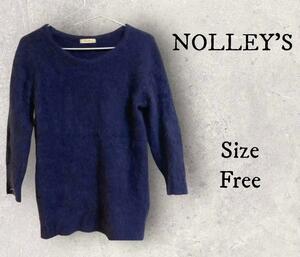 9a211 NOLLEY*S lady's Anne gola sweater wool 100% blue purple color 