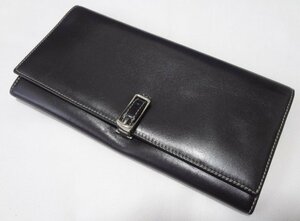 ■コーチ 長財布 かぶせ蓋 レザー 黒 COACH■