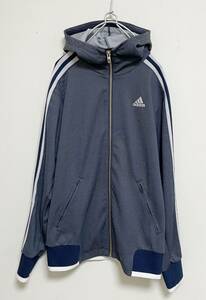 送料520円〜 美品 adidas/アディダス climalite クライマライト　フード付き トラックジャケット/ジャージ size L 