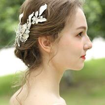 ヘッドドレス ブライダル 髪飾り 花 ウェディング 結婚式 ヘアアクセサリー ヘアピン クリップ式_画像3