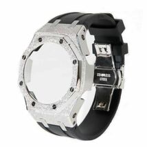 GSHOCK GA2100 カシオーク フロステッド加工 カスタム用パーツ 銀 GA-2100 GA-2110 GA-B2100カスタム ラバーベルト8色_画像1