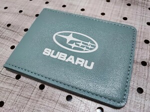 スバル ブルーレザー カードケース 薄型■フォレスター レグォーグ XV インプレッサスポーツ/G4 レガシィアウトバック BRZ WRX S4