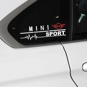 MINI SPORT ドアミラー ウィンドウ ステッカー ２P 【銀白】ミニクーパー クラブマン ワークス ヴィクトリア エッセンシャル 15 16 20