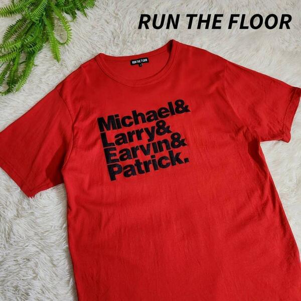 バスケ RUN THE FLOOR プリントTシャツ 赤 表記サイズ4 L相当 67985