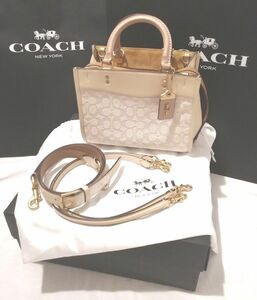 COACH コーチ ローグ 25 シグネチャー テキスタイル ジャガード 3Wey バッグ 保存袋 箱 ショップバッグ 2枚付